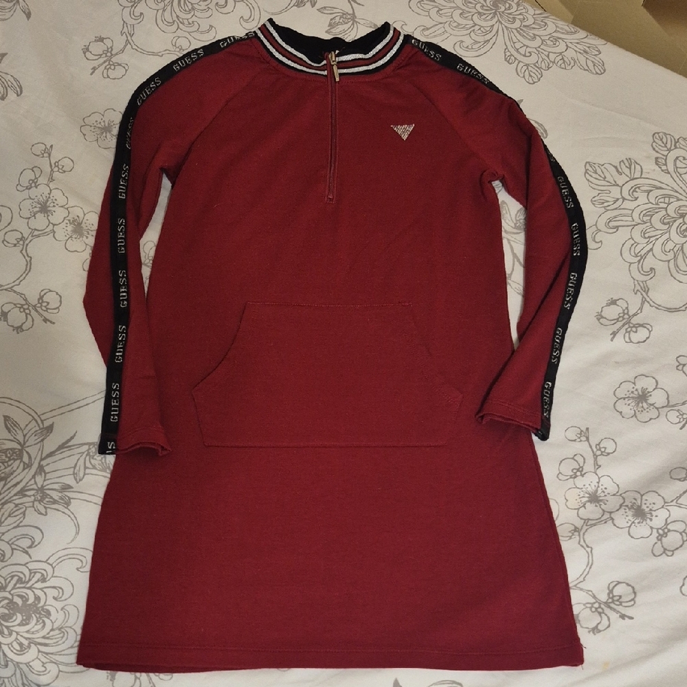 🍀5/30🍀Guess Burgundy Long Sleeve Dress with Striped Collar